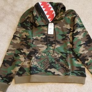 Spraground camo pullover with shark hood